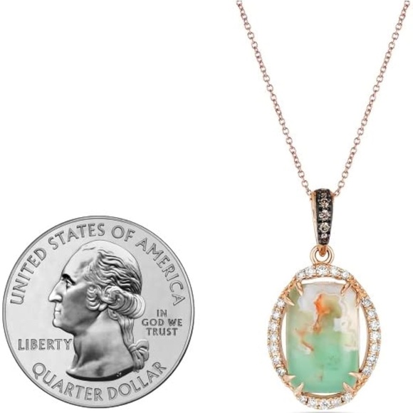 14k Levian Strawberry Gold Vanilla Chocolate Peacock Pendant Necklace - Picture 4 of 6